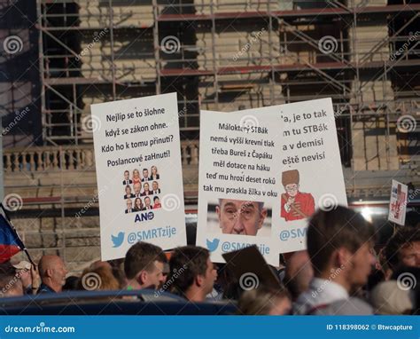 Protests On Wenceslas Square In Prague Editorial Photography Image Of