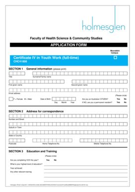 Fillable Online Holmesglen Edu Certificate Iv In Youth Work Full Time