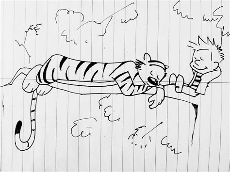 Calvin and Hobbes lazy on a tree. : r/learnart