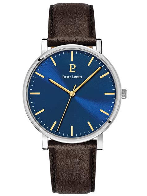 Montre Homme Pierre Lannier Cuir Brun Cadran Bleu 1001 Montres Fr