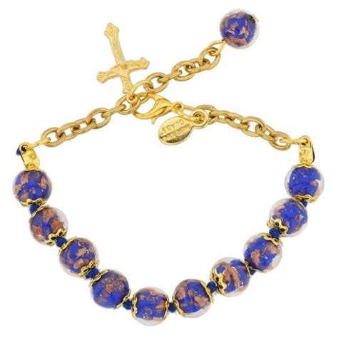 Murano Bracelets Murano Glass Rosary Bracelet Sommerso Navy Blue