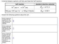 Answered A Chemist Designs A Galvanic Cell That Bartleby