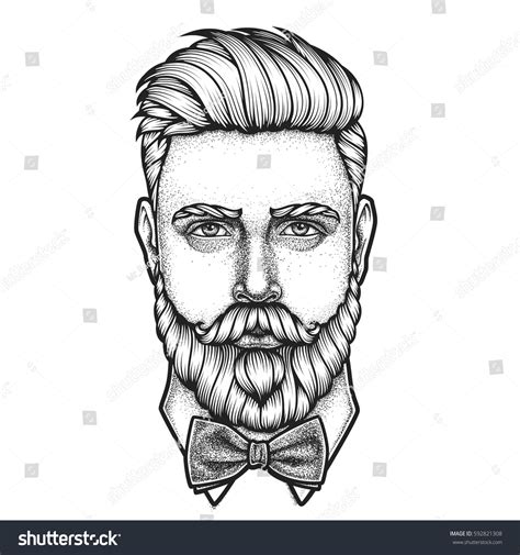 Hand Drawn Portrait Bearded Man Full Stock Vector Royalty Free