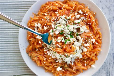 Warm Greek Orzo With Feta And Tomato