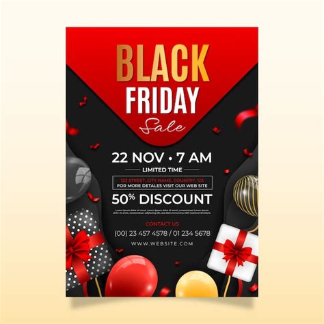 Free Vector Realistic Black Friday Vertical Poster Template