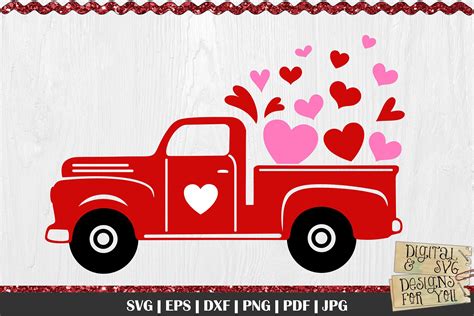 Red Truck With Hearts Svg Valentines Truck Svg Vintage 1161523