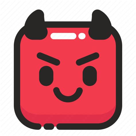 Cute, devil, emoji, halloween, rounded, spooky, square icon