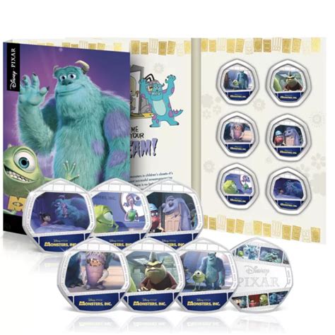 Disney Monsters Inc Silver Coin Set Pixar Movie Moments Colour Coin