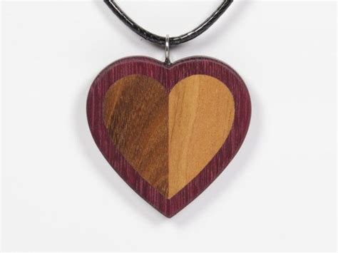 Wooden Heart Pendant Wood Heart Pendant Wooden Pendant Mosaic