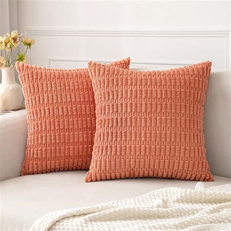 Amazon MIULEE Pack Of 2 Coral Corduroy Decorative Throw Pillow