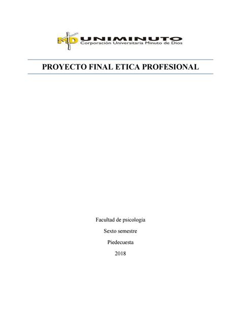 Guía Proyecto Final De ética Profesional By Amparito Cardenas Issuu