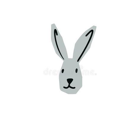 Hare Head Illustration In Minimalist Cutting Style Isolated On White