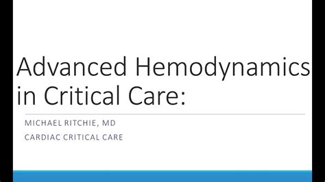 Advanced Hemodynamics YouTube