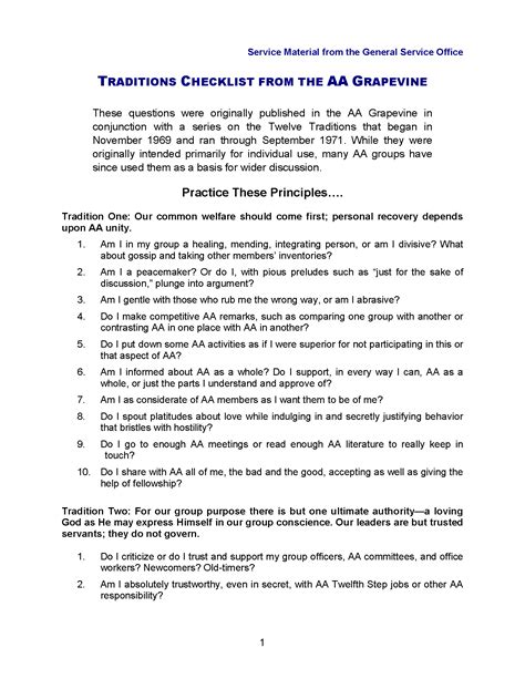 Traditions Checklist from the A.A. Grapevine | Alcoholics Anonymous