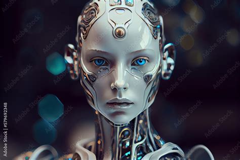 Futuristic Ai Android Robot Beautiful Female Woman Cyborg Chat Gpt Artificial Intelligence