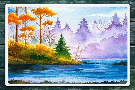 Autumn watercolor landscapes | Watercolor illustration, Fall watercolor, Watercolor scenery