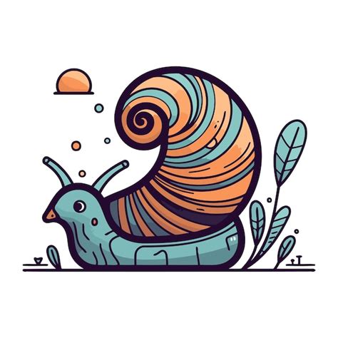 Ilustração vetorial de caracol de desenho animado em um estilo linear