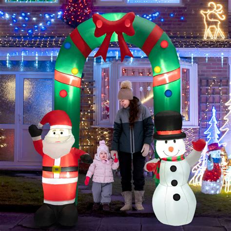 8 Feet Christmas Inflatable Archway With Santa Claus And Snowman Costway