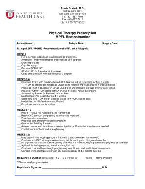 Fillable Online Physical Therapy Prescription Mpfl Reconstruction Fax