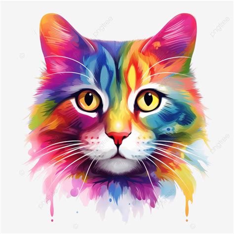 Beau Chat Arc En Ciel Généré Par Ia PNG Chat Arc En Ciel Kawaii