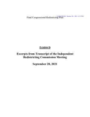 Fillable Online Exhibit D To Final Congressional Redistricting Plan Pdf