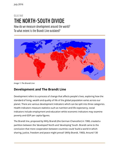 The North South Divide July 2016 Ollie Tait The North South Divide How Do We Measure