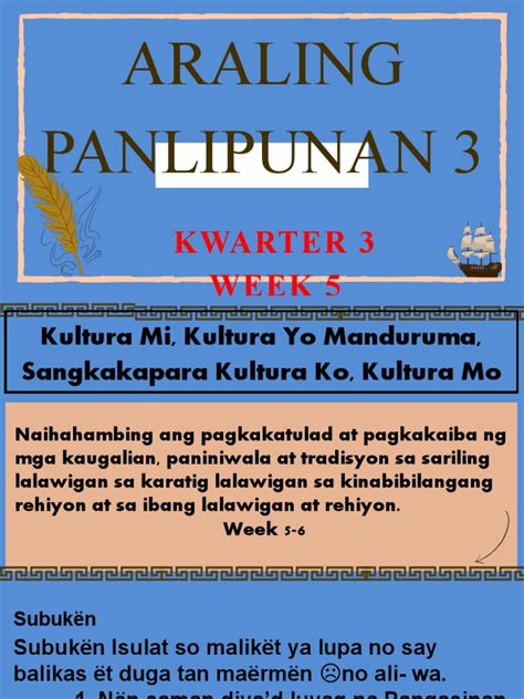 Araling Panlipunan 3 Q3 Week 5 Pdf