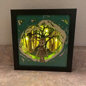 Groot Inspired 3D Lighted Shadow Box Etsy