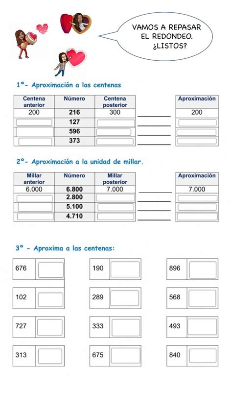 Ficha online de Aproximación y redondeo para 3º Primaria Puedes hacer