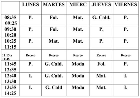 Horarios curso 2019 2020 Temat Formación