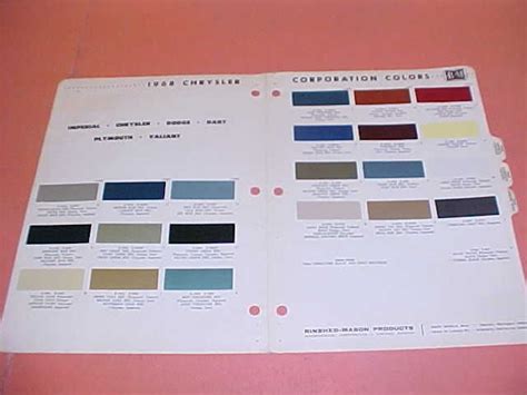 1968 Chrysler Plymouth Dodge Color Chart Paint Chips 68 On Popscreen