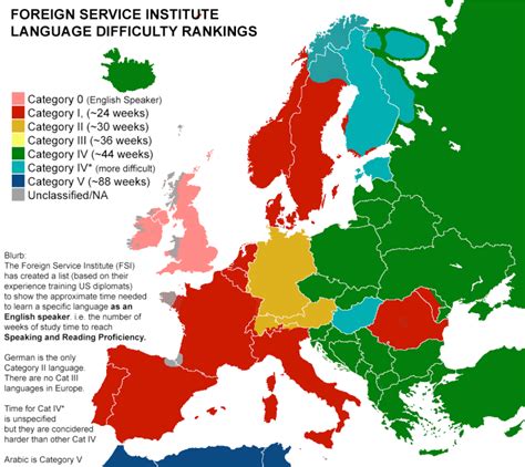 Map Showing The Difficulty Of Each Language To Learn For An English Speaker 1 Of 2 R Quebec