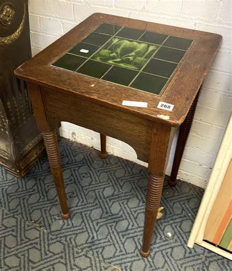 ART NOUVEAU TILES TOP HALL TABLE Southgate Auction Rooms