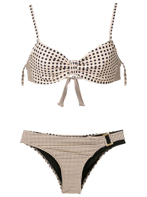 Amir Slama Polka Dot Hardware Detail Bikini Neutrals FARFETCH