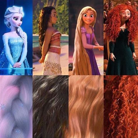 Elsa Moana Rapunzel Meridas Hair Disney Princess Hairstyles