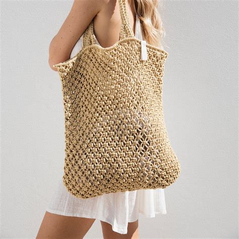 Macrame Tote Bag In Natural The Beach People Salt Living Macrame