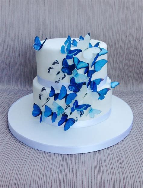 Blue Butterfly Wedding Cake Decorated Cake By Sweet Cakesdecor