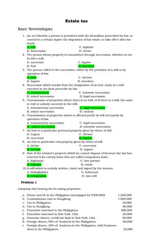 Donors Tax Lecture Notes Part Donor S Tax Nature Of