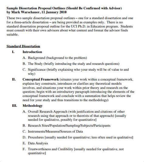 Dissertation Outline Template Doc Pdf