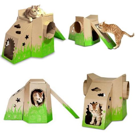 Juguetes Escondites Y Cajas De Cart N Para Divertir A Gatos Gatos