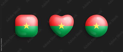 Burkina Faso Official National Flag D Vector Glossy Icons In Rounded