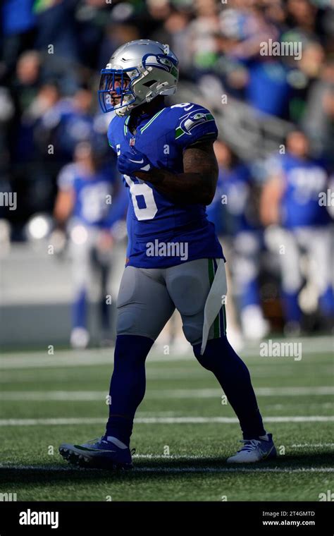 Seattle Seahawks Cornerback Coby Bryant 8 Looks On During An Nfl