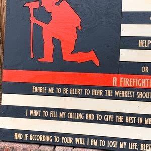 Firefighter Prayer Flag, Fire Flag, Thin Red Line, Fireman Flag, Wood Firefighter Flag - Etsy