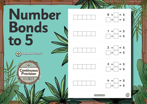 Continuous Provision Maths Number Bonds To 5 Grammarsaurus