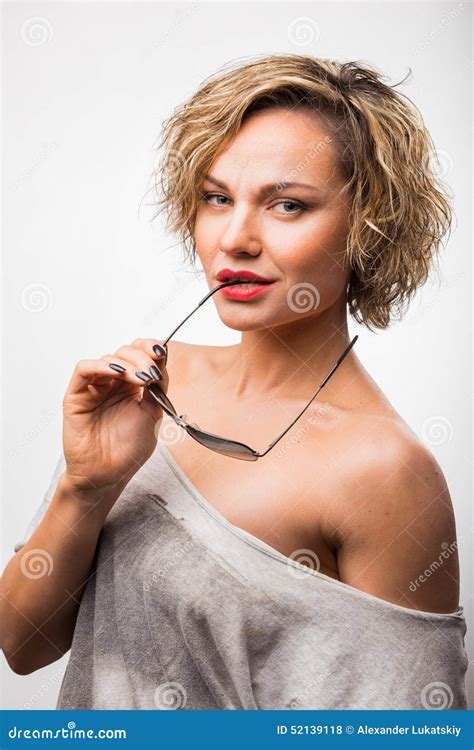 Blonde With Glasses Stock Photo Image Of Love Naked 52139118