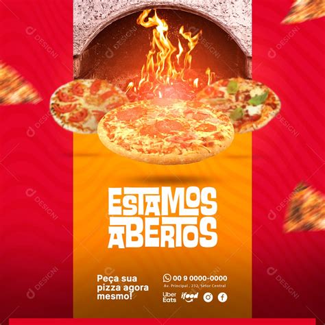 Estamos Abertos Campanha Publicit Ria Pizzaria Social Media Psd