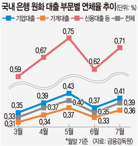 1금융권 너마저 7월 은행 연체율 039 한 달 만에 상승 전환 국민일보