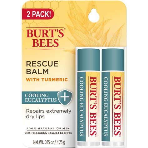 Burt S Bees 100 Natural Origin Rescue Lip Balm Cooling Eucalyptus 2