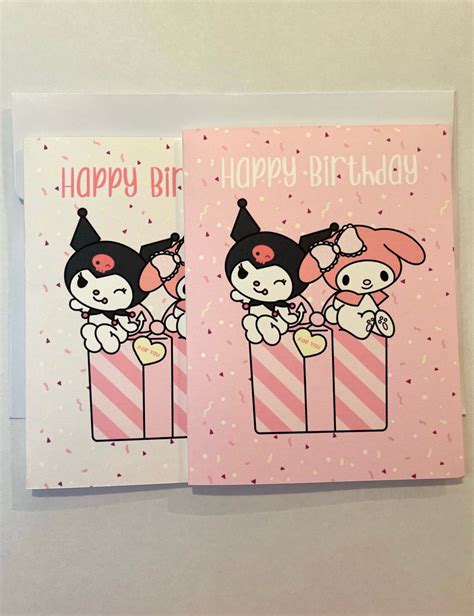 Sanrio Birthday Card My Melody Kuromi Happy Birthday Etsy Canada