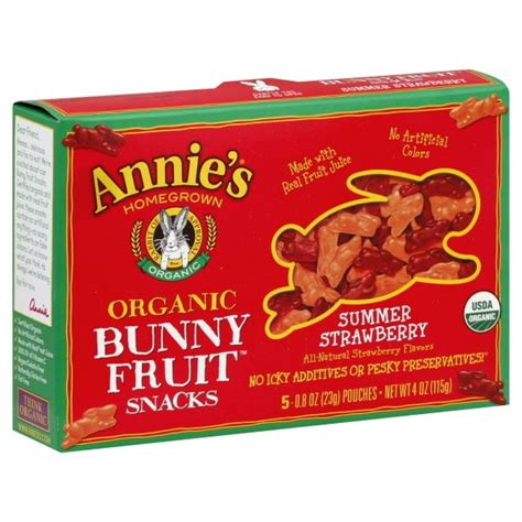 Annies Homegrown Bunny Fruit Snacks Summer Strawberry Organic 5 Ct